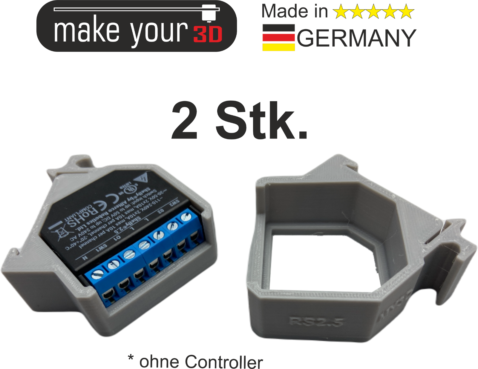 2Stk. Hutschienenhalter DIN Hutschiene 35mm 1P Rail Zubehör für Shelly 2.5