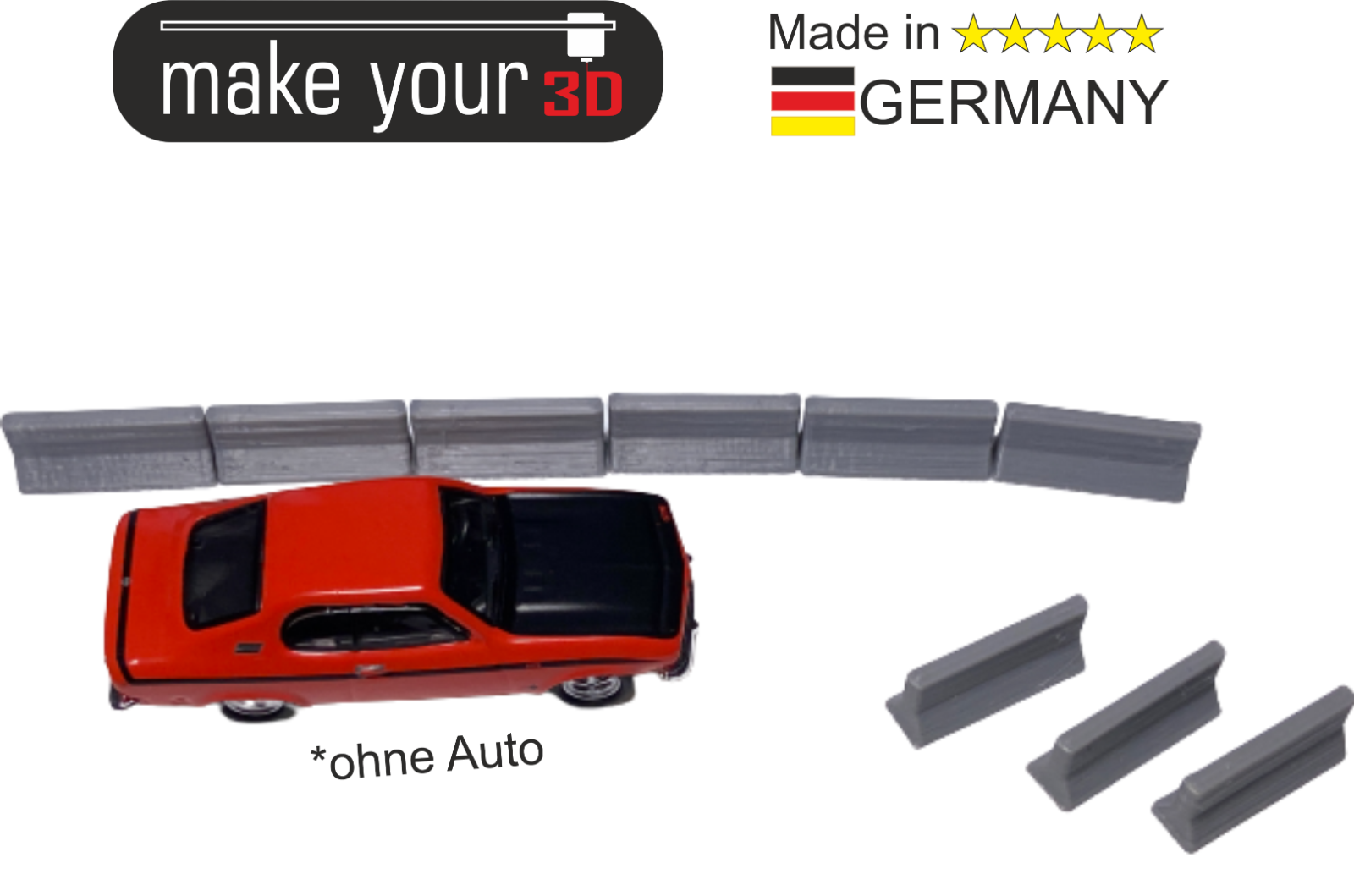 H0 Set 1:87 20Stk. Betonabsperrung Betonleitplanke Autobahn Grau