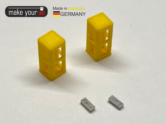 Spur N 1:160  SET 2 Stk. Telefonzelle Gelb mit Telefon