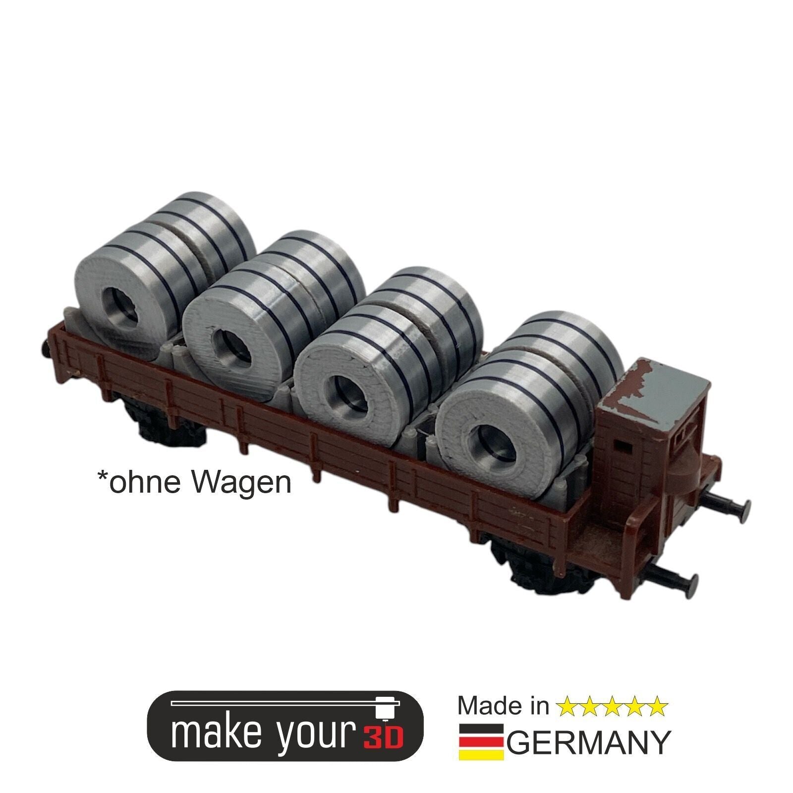TT 1:120 Ladegut 2 Stk. Stahl Coils Set mit Halter für Flachwagen
