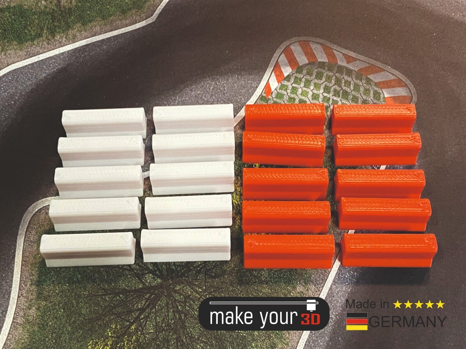 Streckenbegrenzung 90cm Bande mit Loch 1:43 Rot/Weiß  20 Stk. Set für Dr!ft Siku