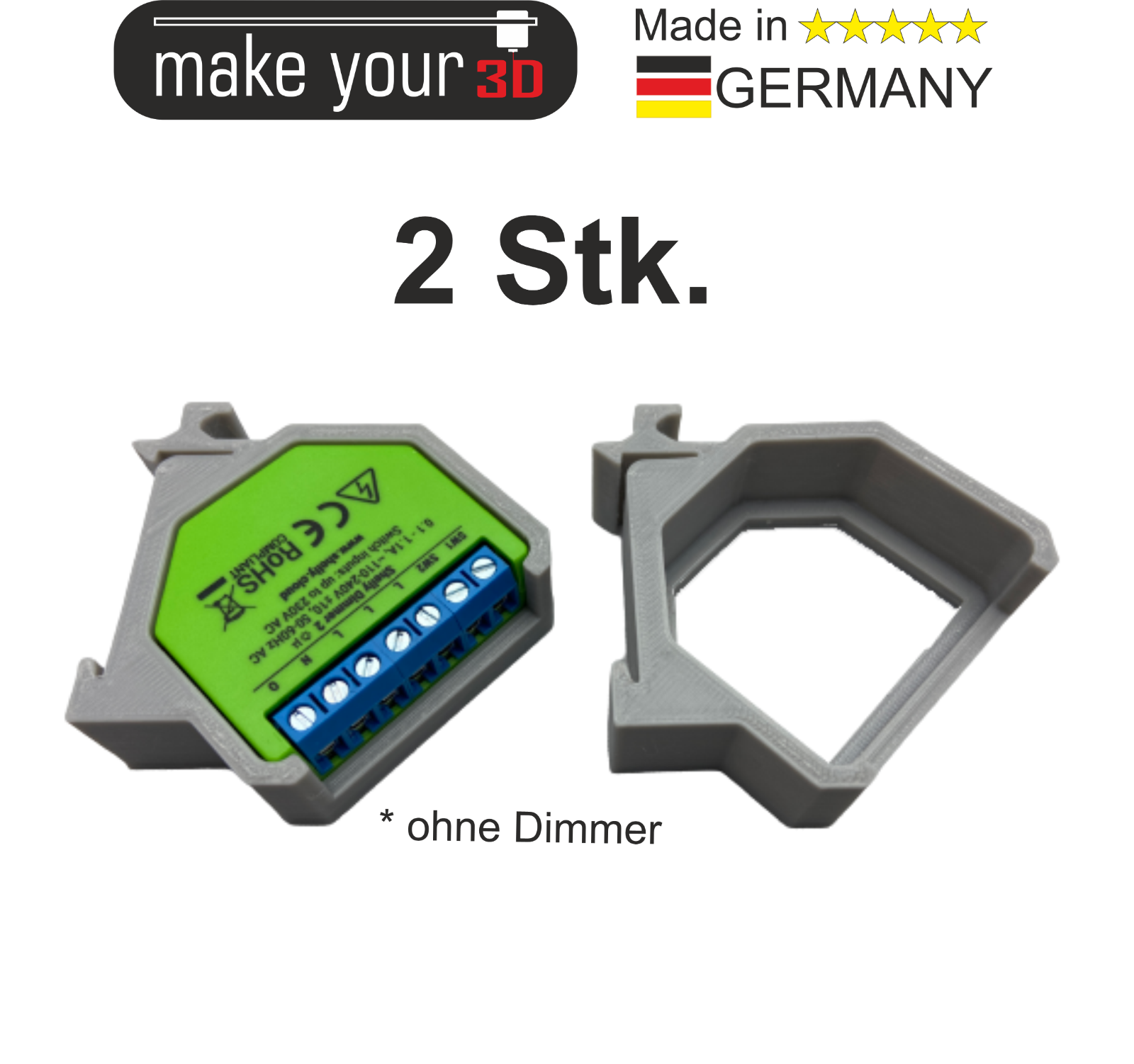 2Stk. Hutschienenhalter DIN Hutschiene 35mm 1P Rail Zubehör für Shelly 2 Dimmer