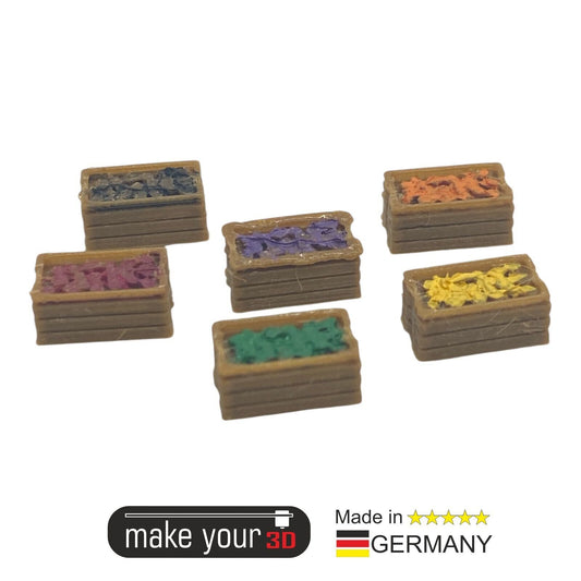 H0 1:87 - 10 Stk. Obstkiste Standard - Wochenmarkt Gemüse Obst Bauernhof Ernte