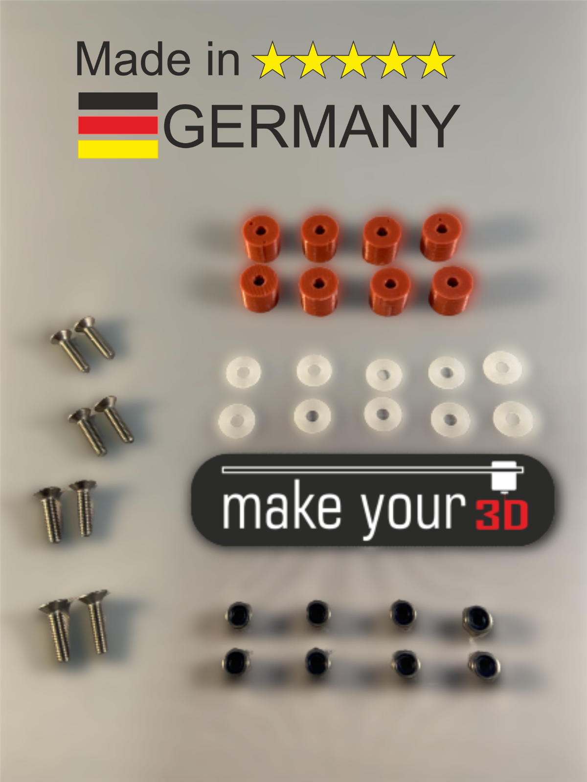 Nylock und Silikondämpfer Mod für Prusa 3D Drucker Mk3 Mk3s Mk3s+ - Standard Red