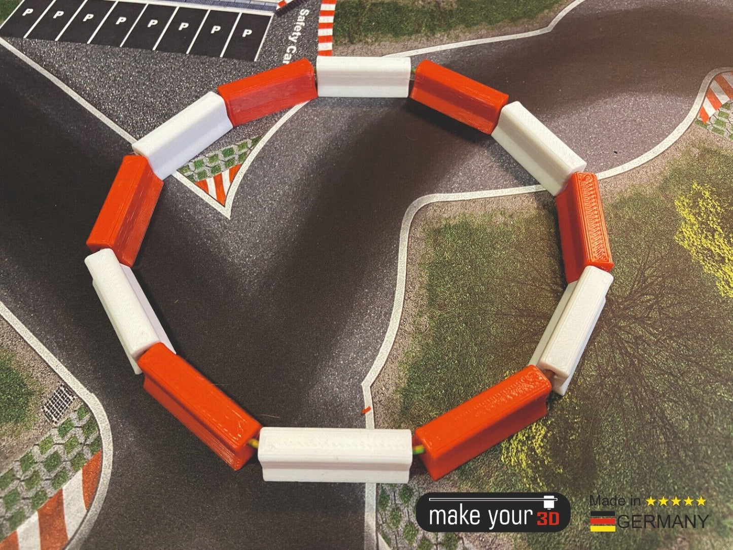 Streckenbegrenzung 90cm Bande mit Loch 1:43 Rot/Weiß 20 Stk. Set für Dr!ft Siku