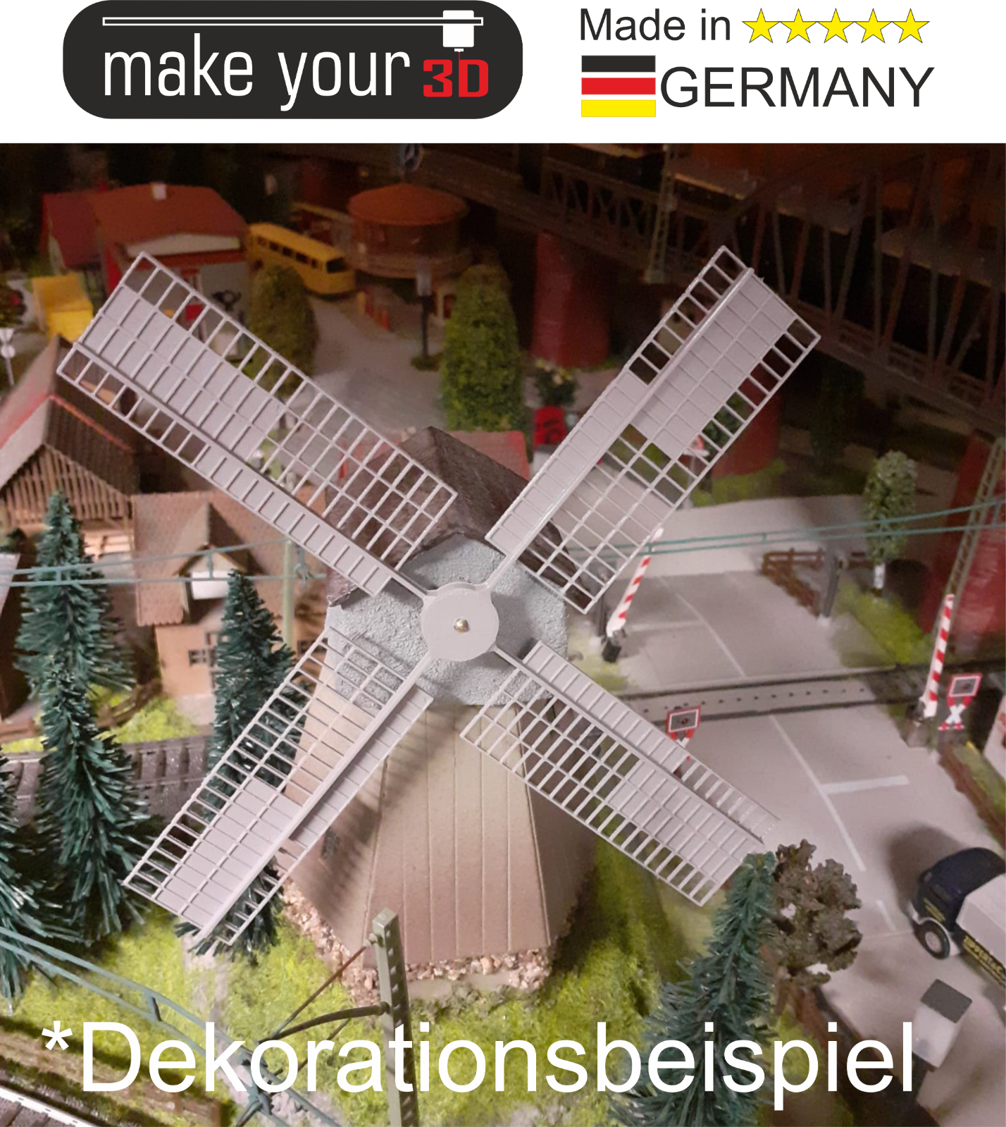 H0 1:87  Flügel für Windmühle Zubehör Ersatzteil mit eingearbeiteter M3 Mutter B