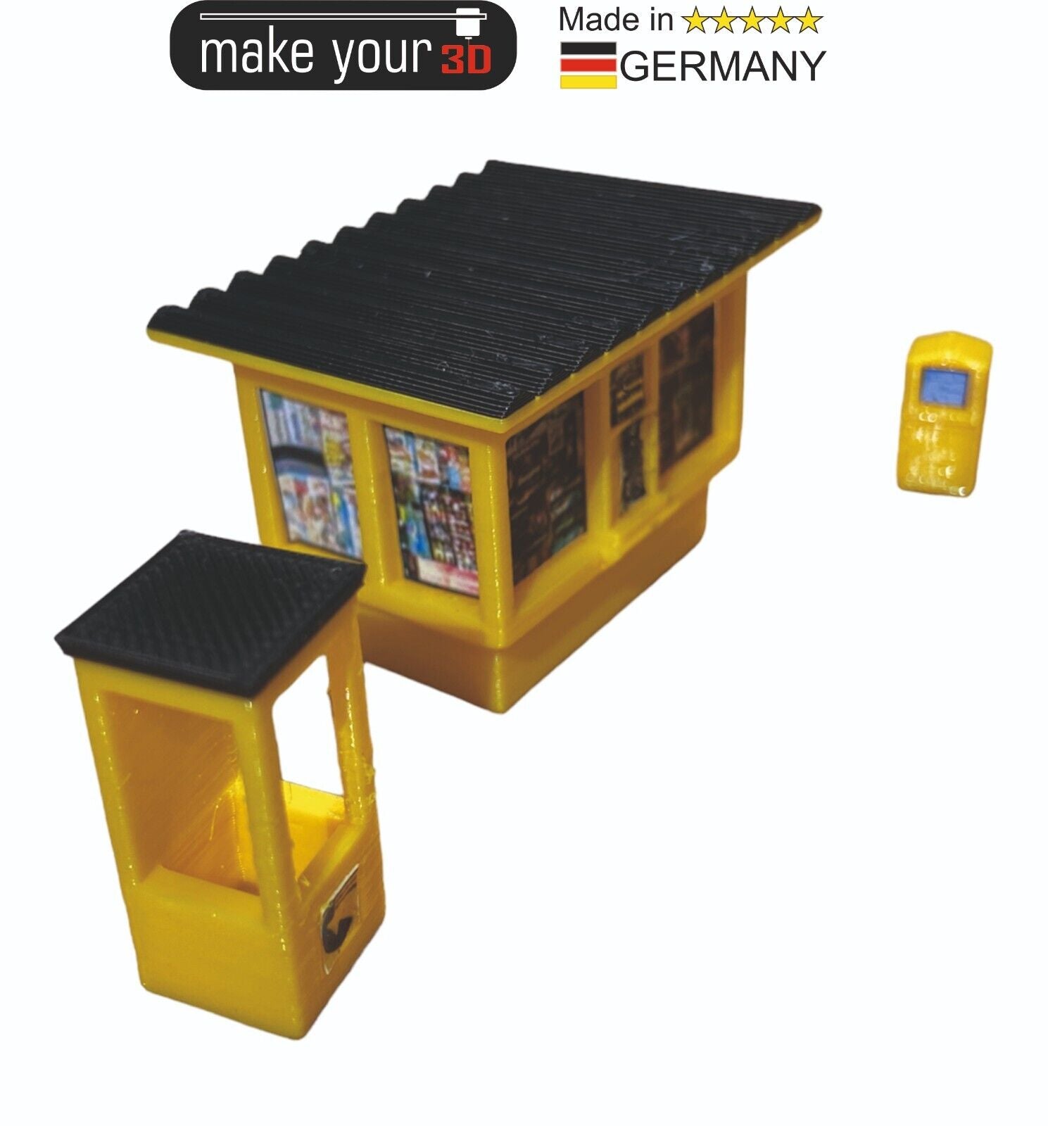 H0 1:87  SET Premium DDR Kiosk mit Telefonzelle und Briefkasten inkl. Decals