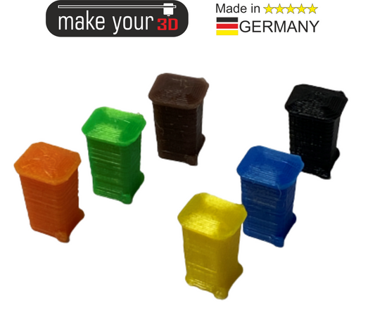 H0 Mülltonnen 1:87 SET 2Stk. in 6 Farben möglich