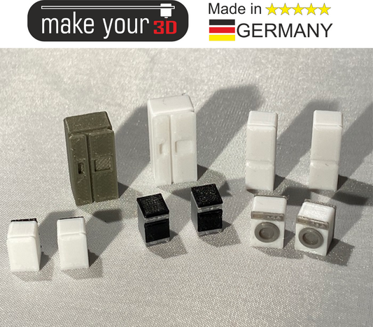 H0 1:87  SET 10St Elektrogeräte Kühlschrank Waschmaschine E-Herd für z.B. Bauhof