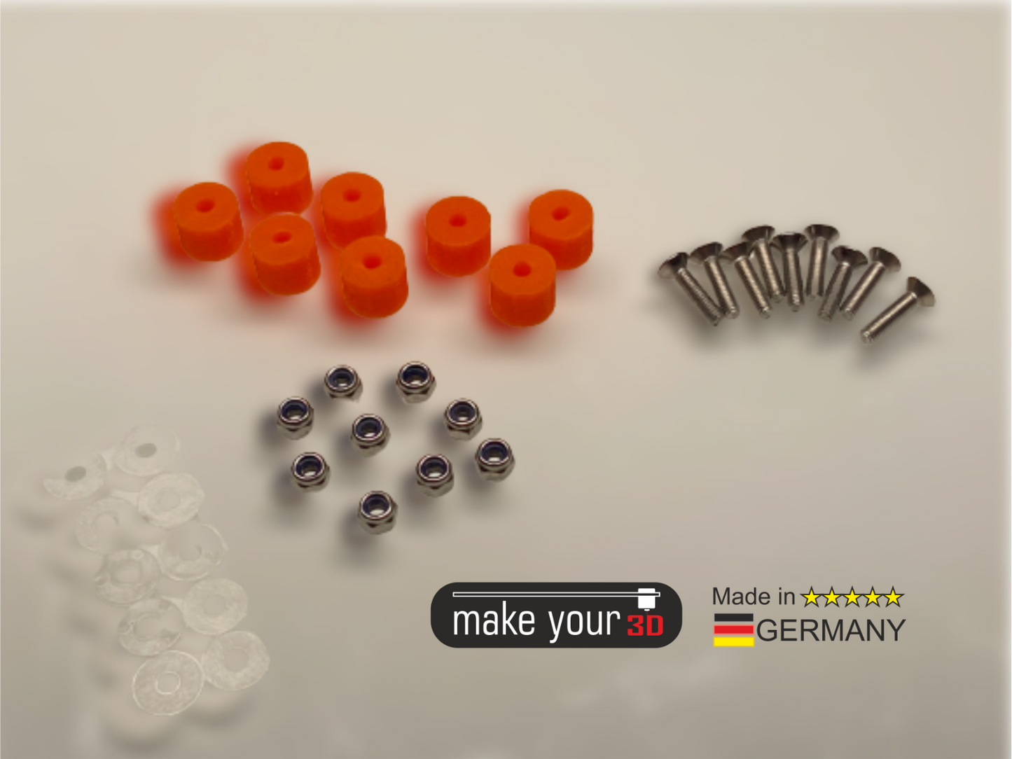 Nylock und Silikondämpfer Mod Orange Edition für Prusa 3D Drucker Mk3 Mk3s Mk3s+