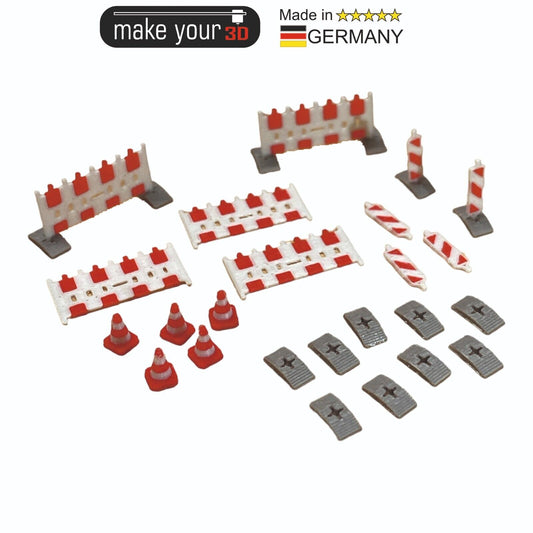 TT 1:120  SET Baustellenabsperrung Baustelle Schilder 30 Teile