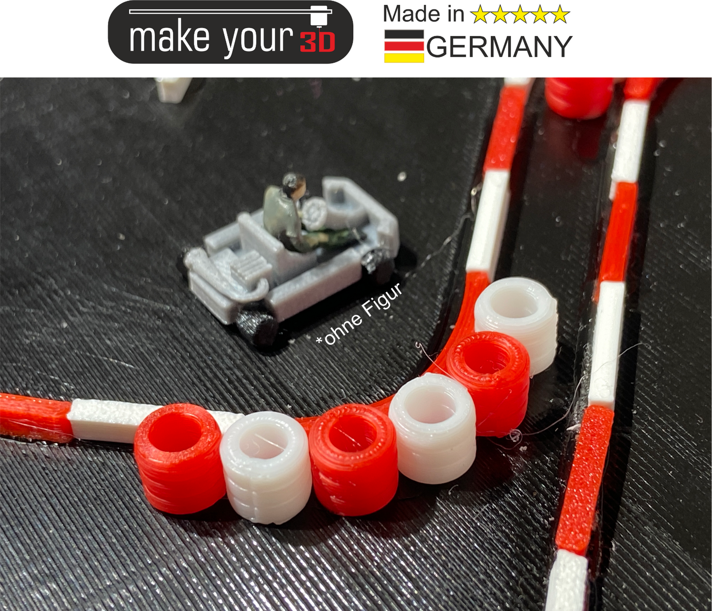 H0 1:87 Kartbahn mit 5 Stk. Kart GoKart Rennstrecke inkl. Bande und Reifenstapel