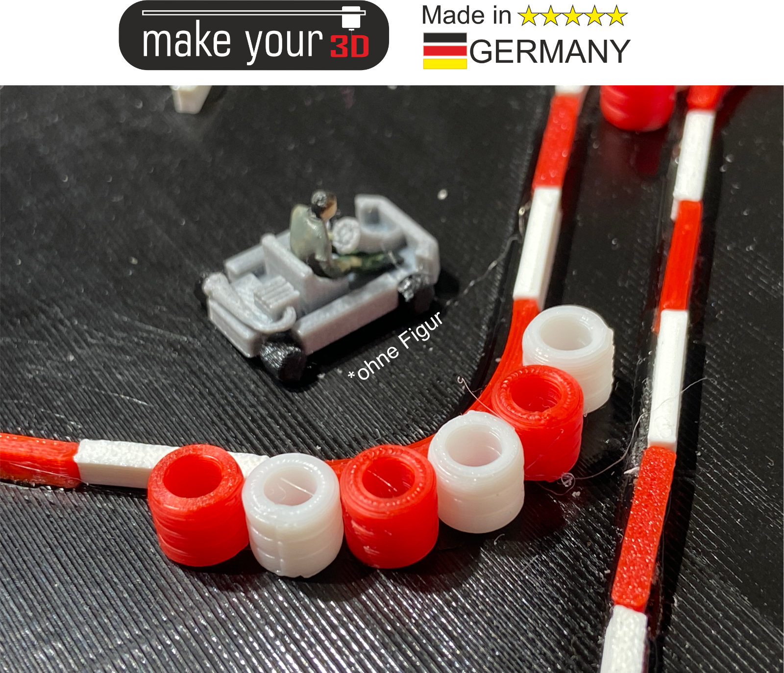 H0 1:87 Kartbahn mit 5 Stk. Kart GoKart Rennstrecke inkl. Bande und Reifenstapel