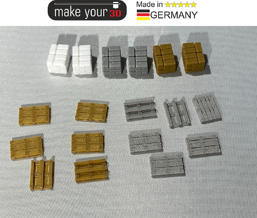 H0 1:87  SET Säcke auf Paletten 6 Stk. Säcke-Stapel  und 12 Stk. Paletten