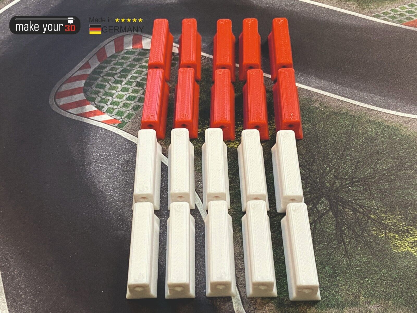 Streckenbegrenzung 90cm Bande mit Loch 1:43 Rot/Weiß  20 Stk. Set für Dr!ft Siku