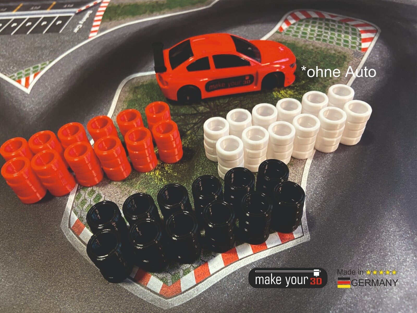 Reifenstapel 3 farbig Streckenbegrenzung 1:43 36 Stapel Set für Drift Dr!ft Siku