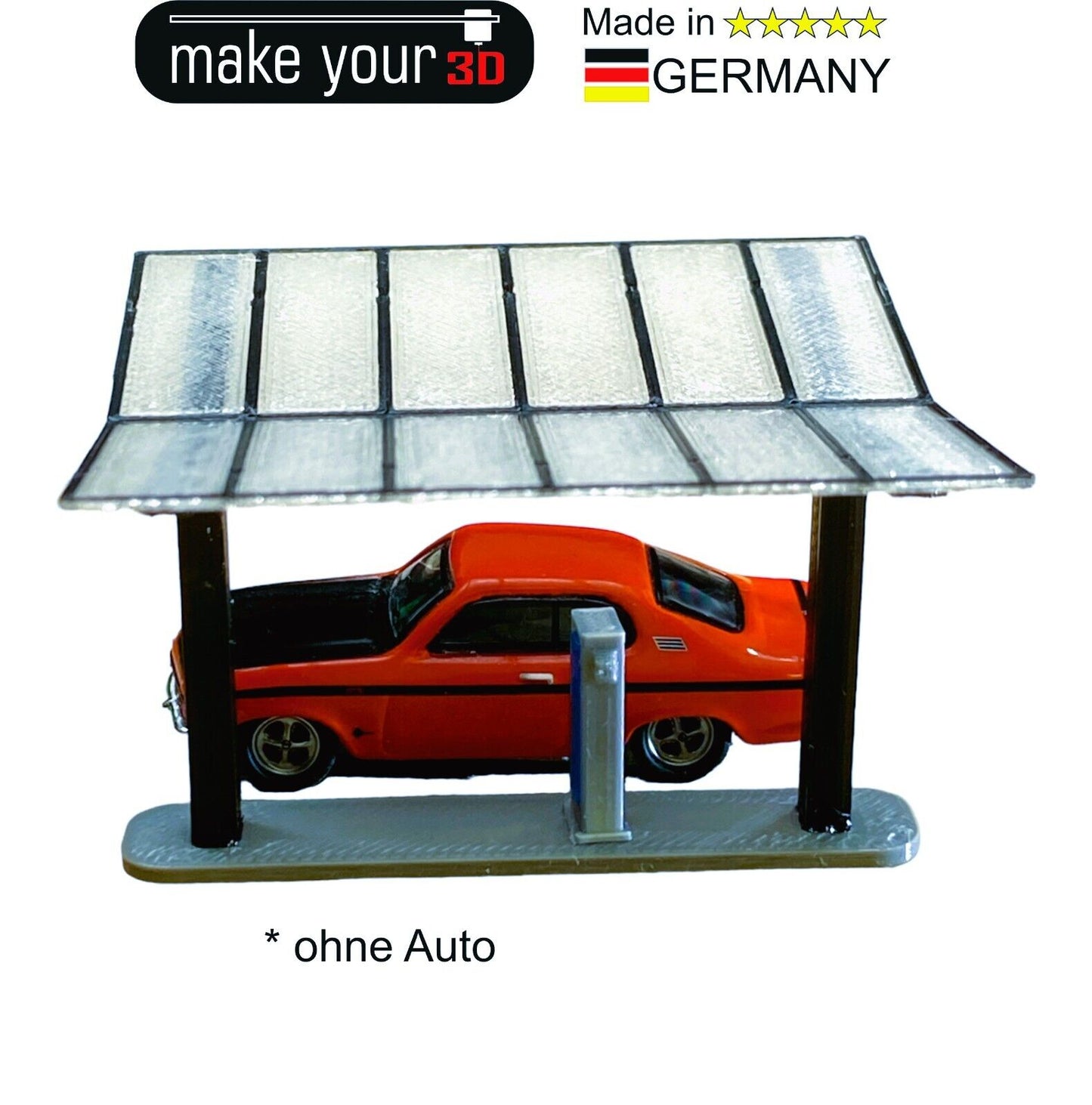 H0 1:87 SET Unterstellplatz Elektro Auto - Parkplatz - Überdachung - Ladesäule