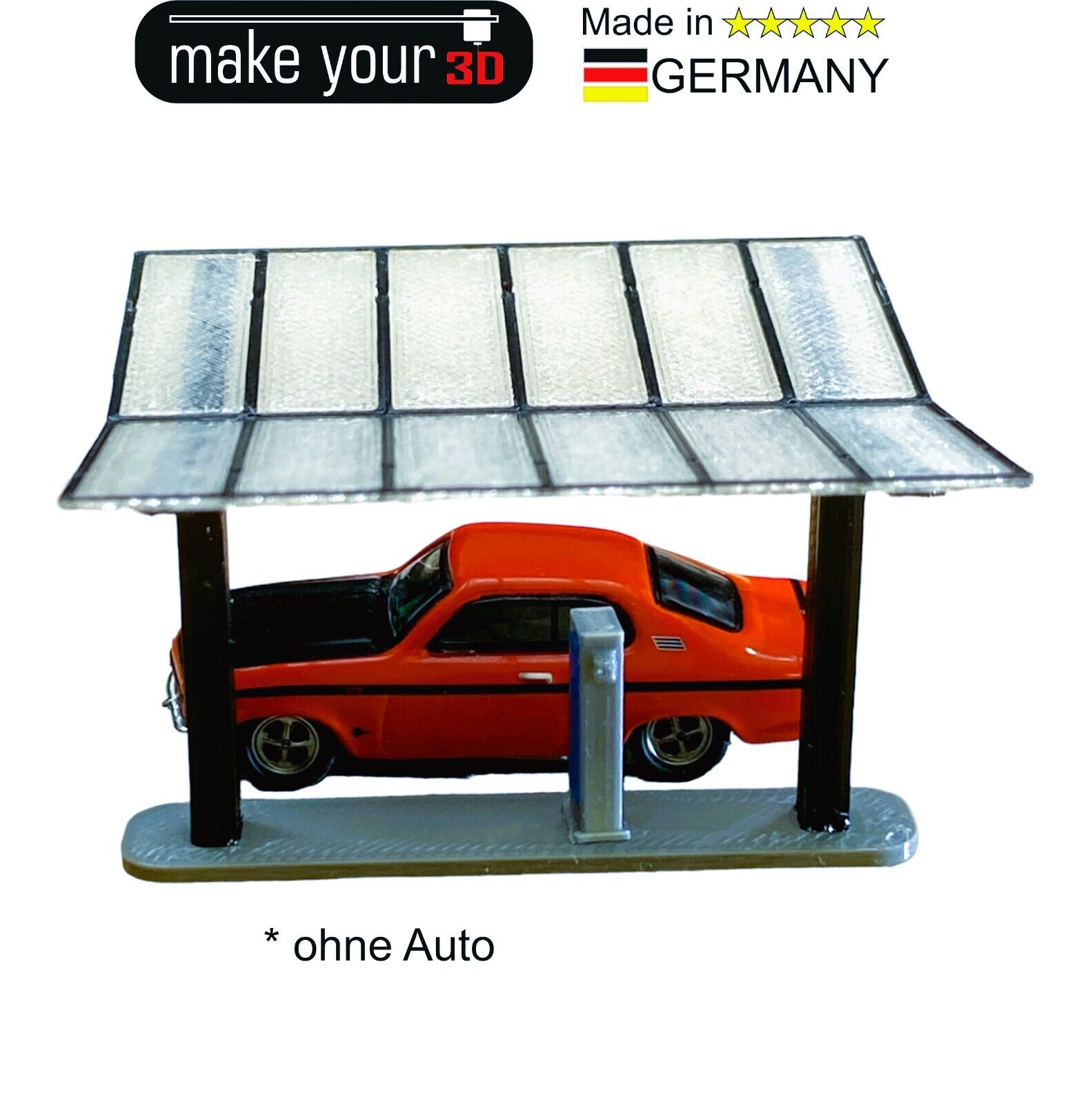 H0 1:87  SET Unterstellplatz Elektro Auto - Parkplatz - Überdachung - Ladesäule