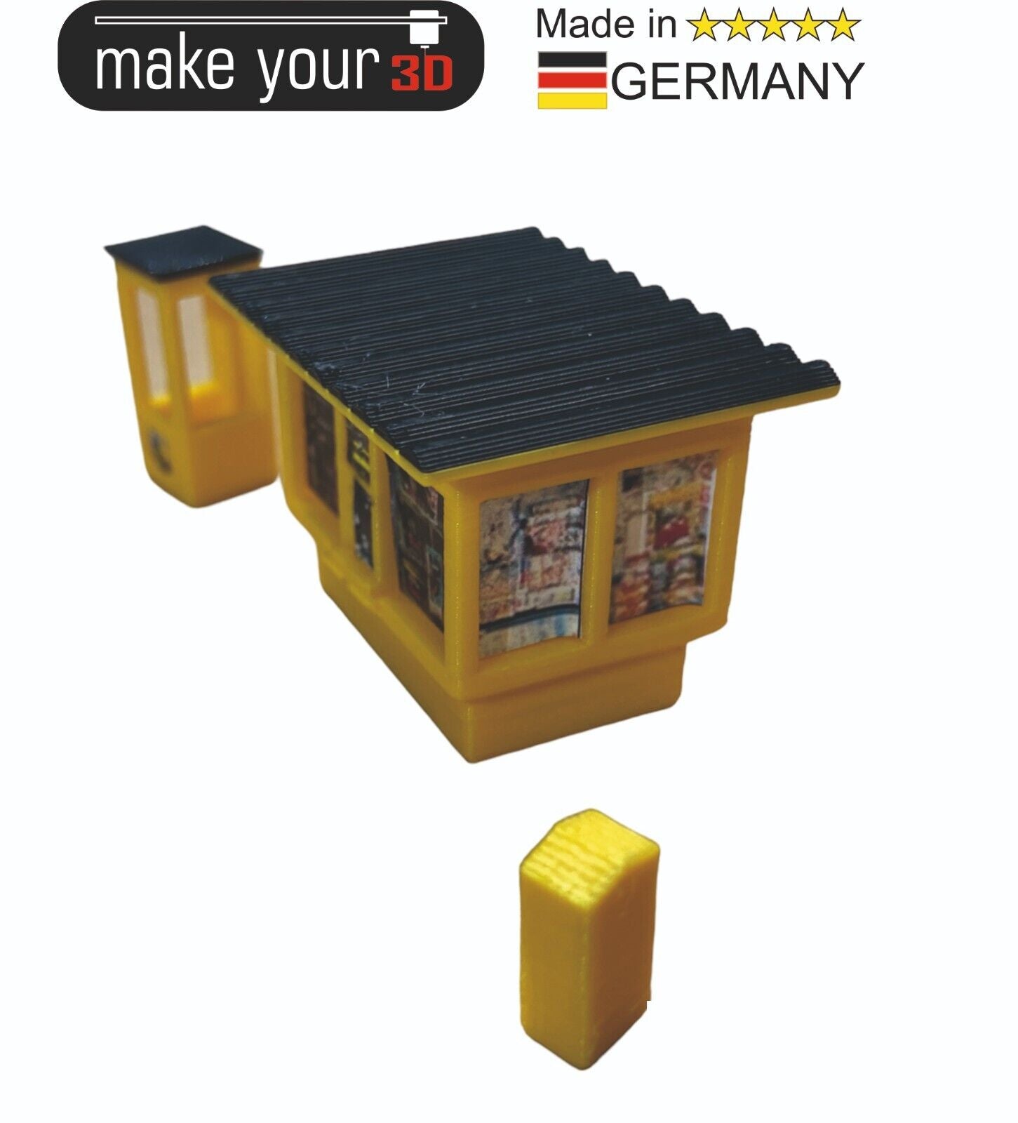 H0 1:87  SET Premium DDR Kiosk mit Telefonzelle und Briefkasten inkl. Decals