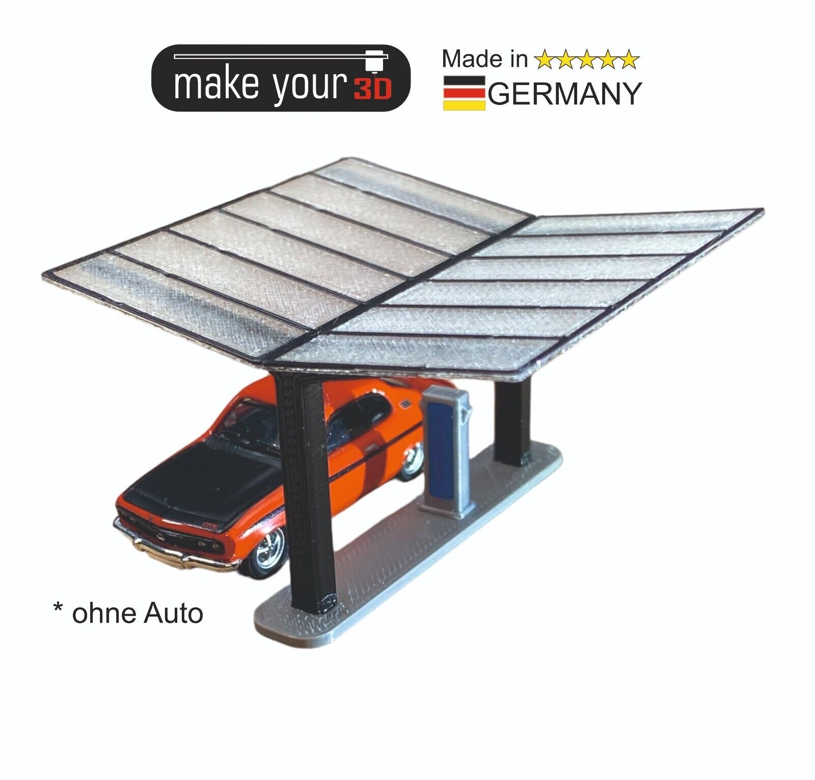 H0 1:87  SET Unterstellplatz Elektro Auto - Parkplatz - Überdachung - Ladesäule