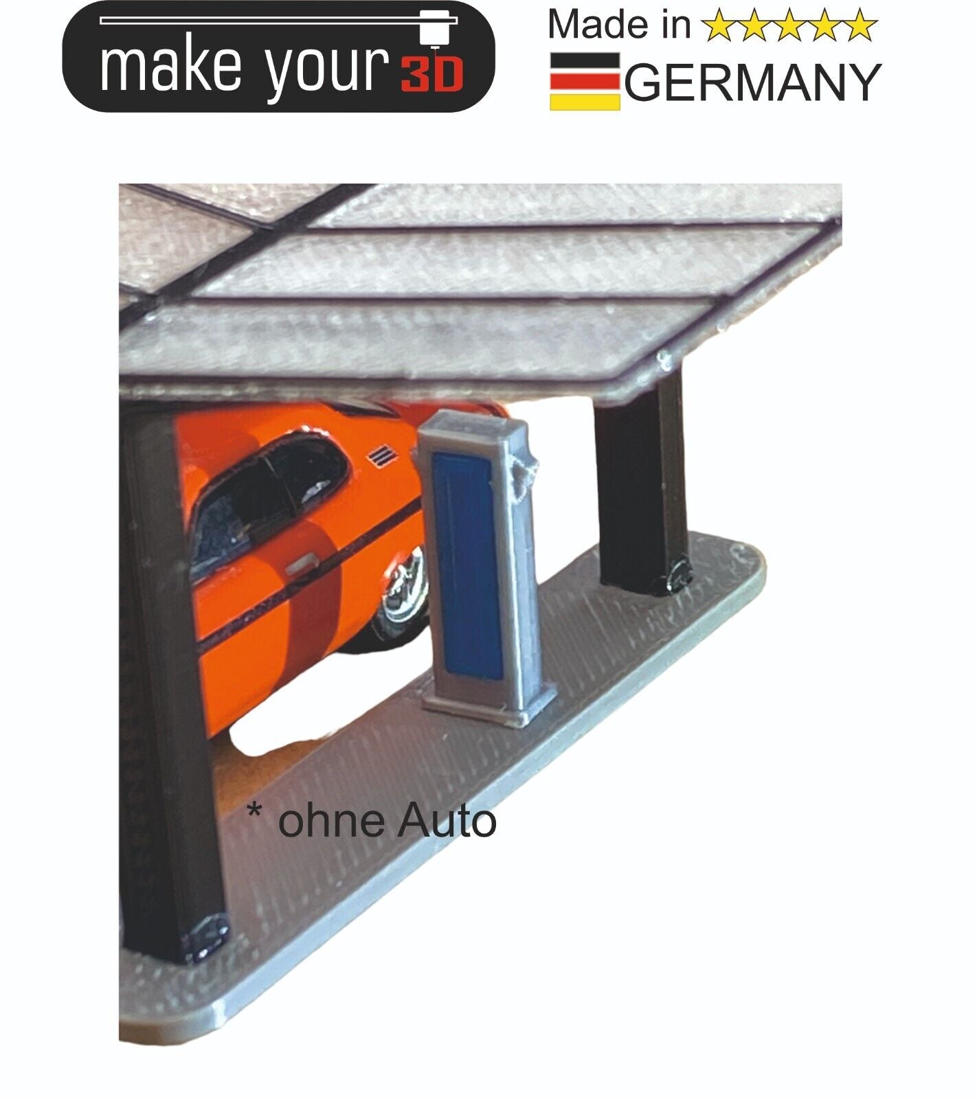 H0 1:87 SET Unterstellplatz Elektro Auto - Parkplatz - Überdachung - Ladesäule