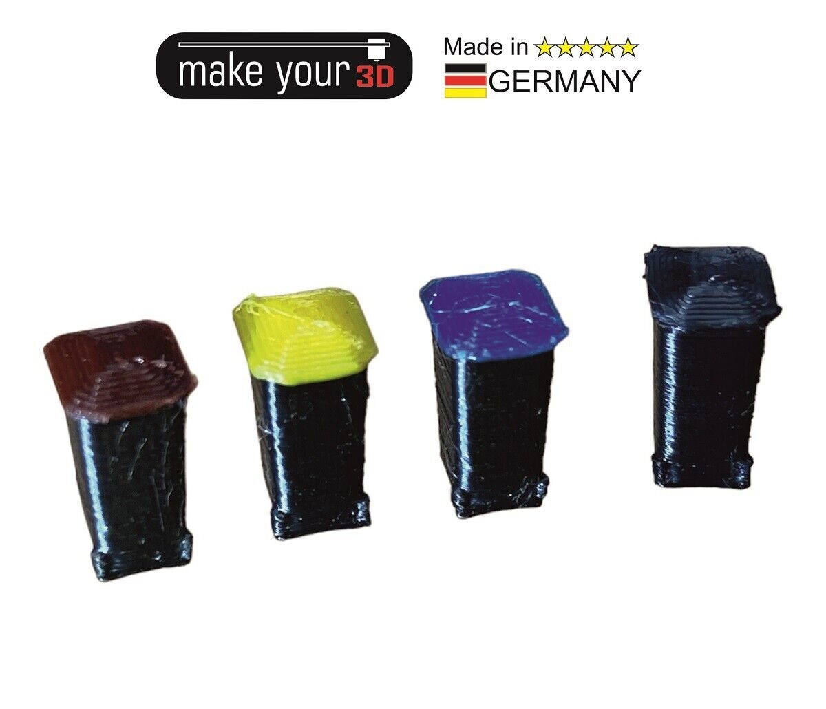 TT Mülltonnen 1:120 SET 4Stk. in 4 Farben Blau Gelb Schwarz Braun