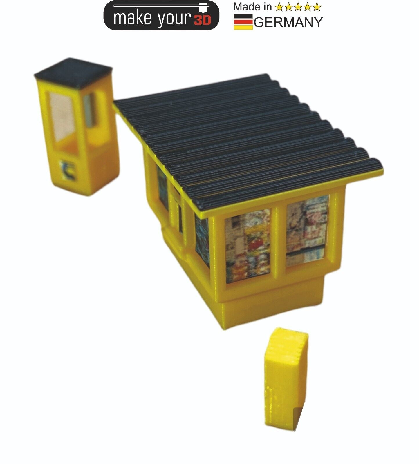 TT 1:120  SET Premium DDR Kiosk mit Telefonzelle und Briefkasten inkl. Decals