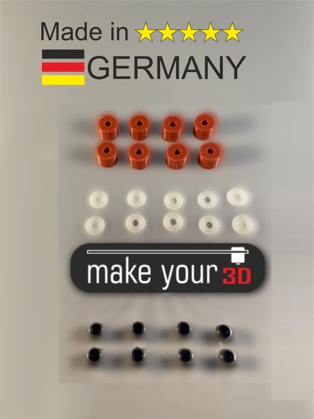 Nylock und Silikondämpfer Mod für Prusa 3D Drucker MK3 MK3s Mk3s+ - Standard Red