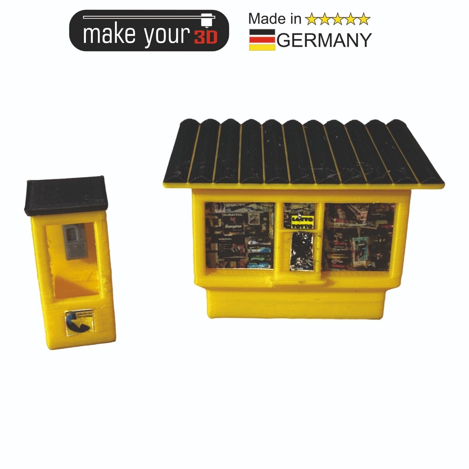 H0 1:87  SET Premium DDR Kiosk mit Telefonzelle und Briefkasten inkl. Decals