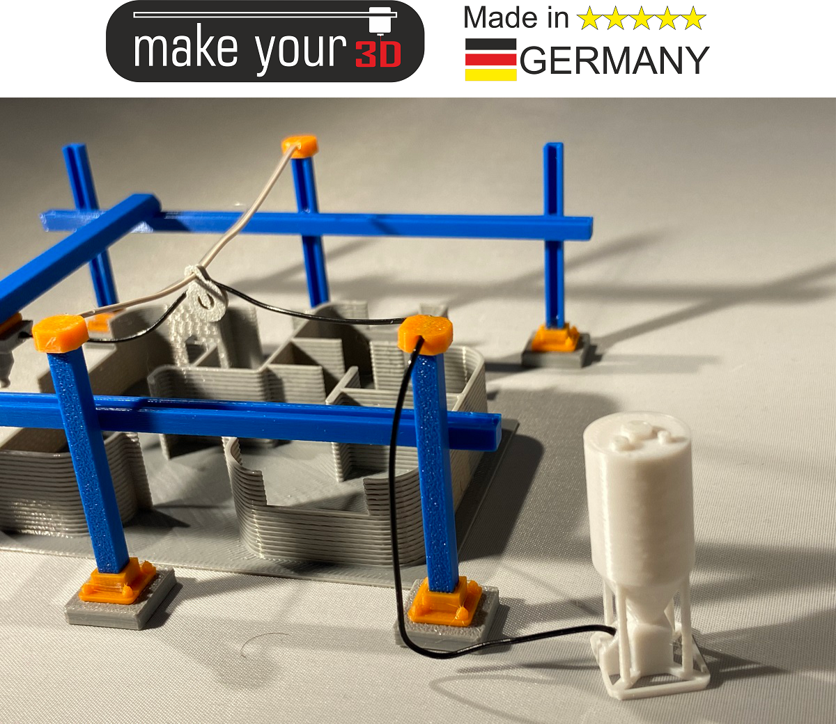 H0 1:87 Baustelle Beton 3D Drucker Hausbau Bauplatz