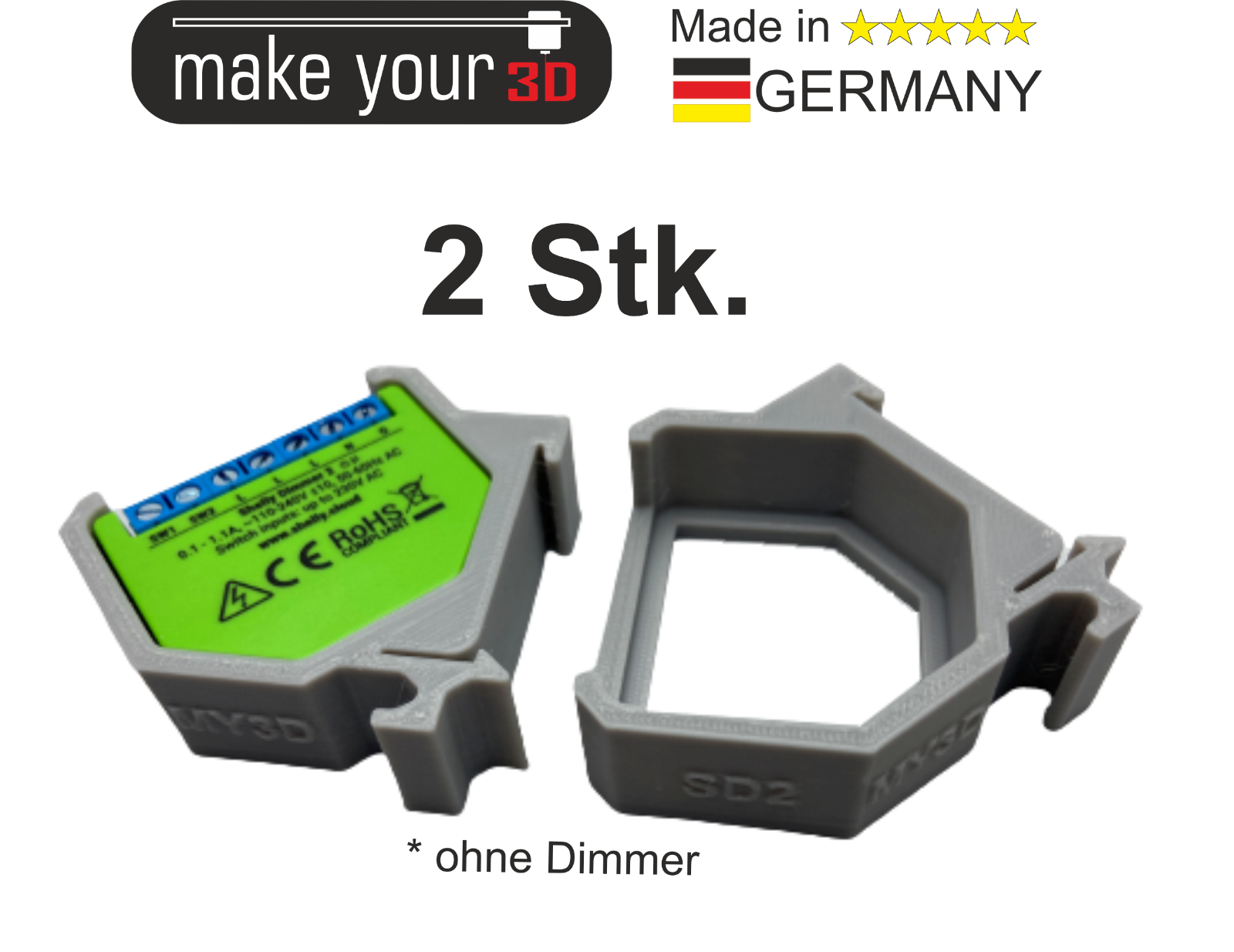 2Stk. Hutschienenhalter DIN Hutschiene 35mm 1P Rail Zubehör für Shelly 2 Dimmer