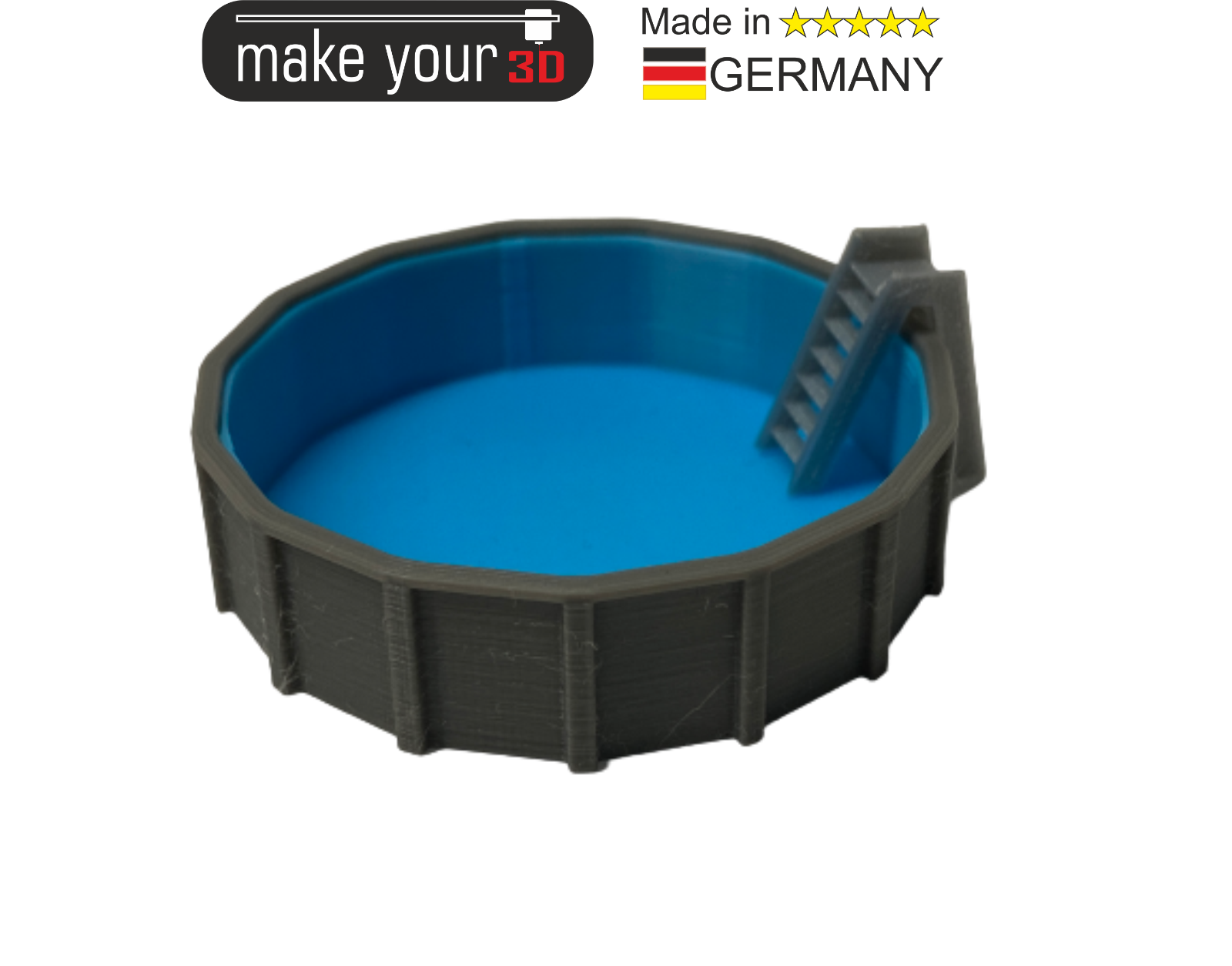 H0 Pool Set 1:87  Schwimmbecken / Pool mit Leiter Frame Pool Graphite