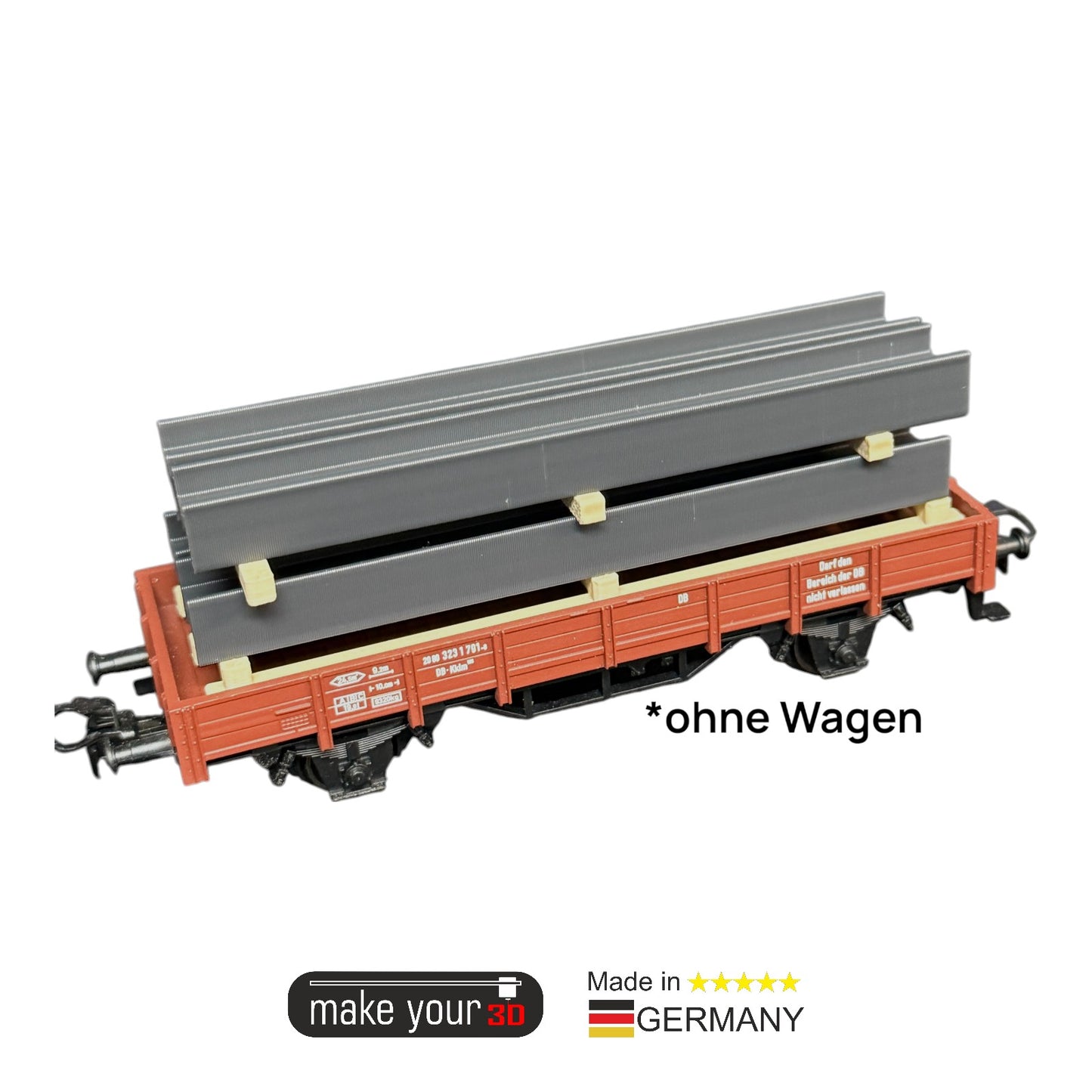 H0 Set 1:87 4Stk. Stahlträger Grau mit Transportgerüst | Ladegut