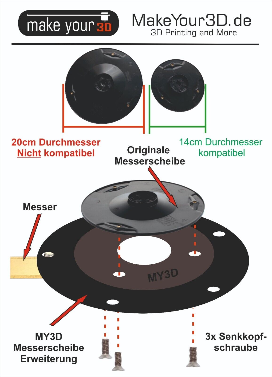 Messerscheibe V2 Erweiterung 23cm / 6 Messer für GARDENA Sileno Life City Smart