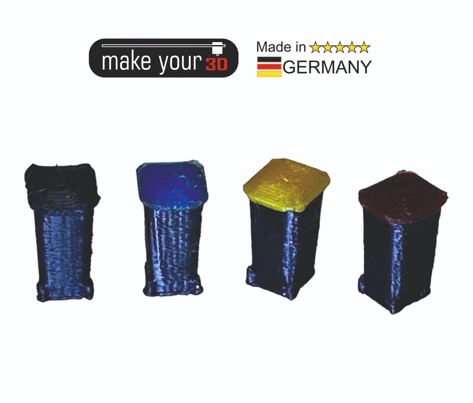 N Mülltonnen 1:160 SET 4Stk. in 4 Farben Blau Gelb Schwarz Braun