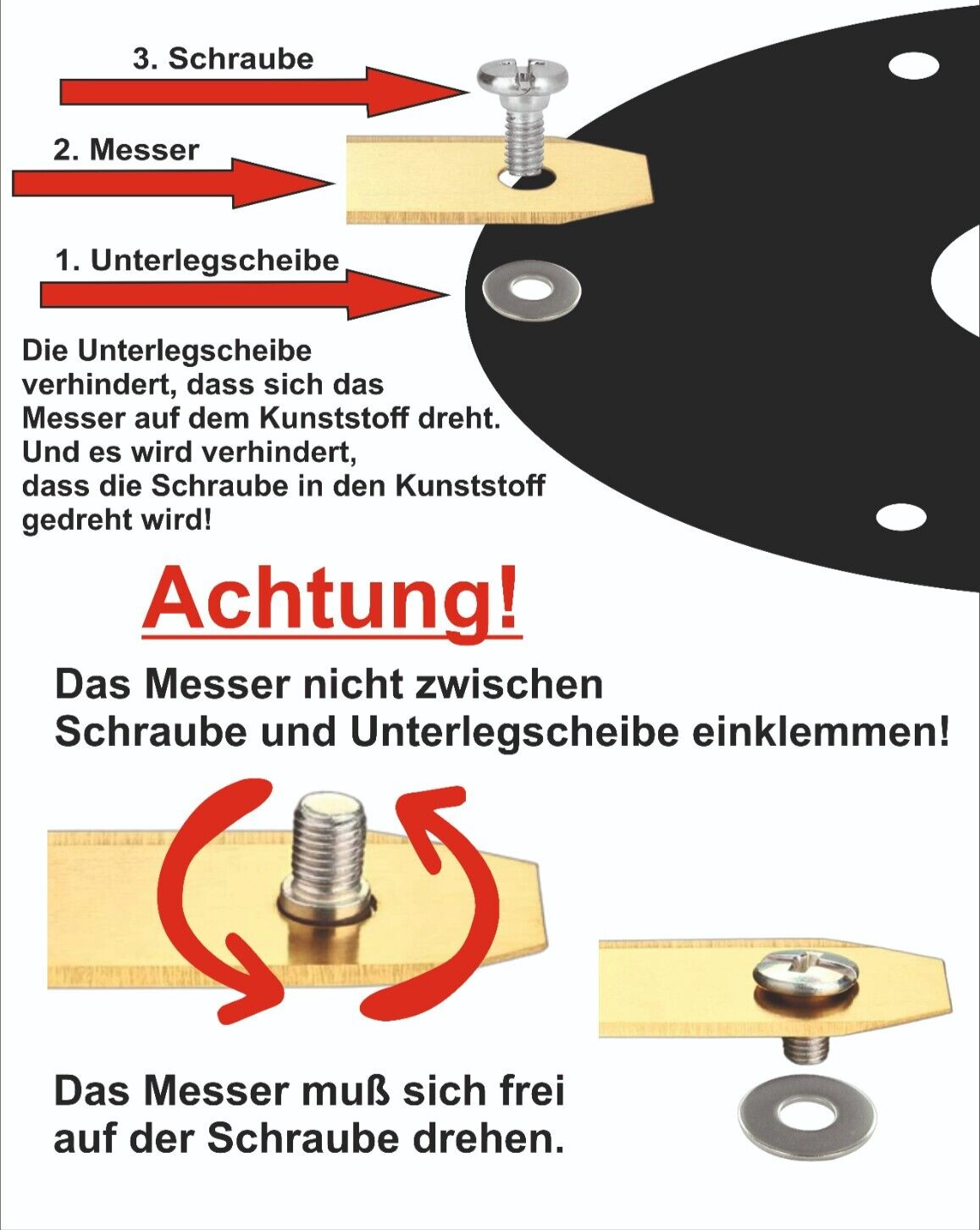 Messerscheibe V2 Erweiterung 23cm / 6 Messer für GARDENA Sileno Minimo 250/500