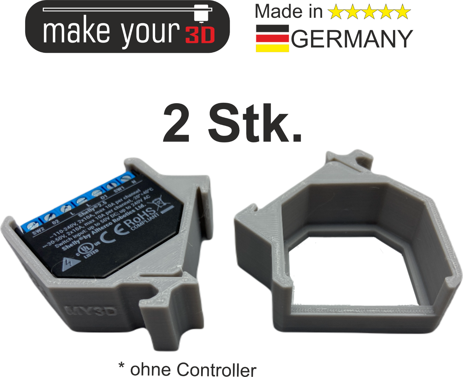 2Stk. Hutschienenhalter DIN Hutschiene 35mm 1P Rail Zubehör für Shelly 2.5 