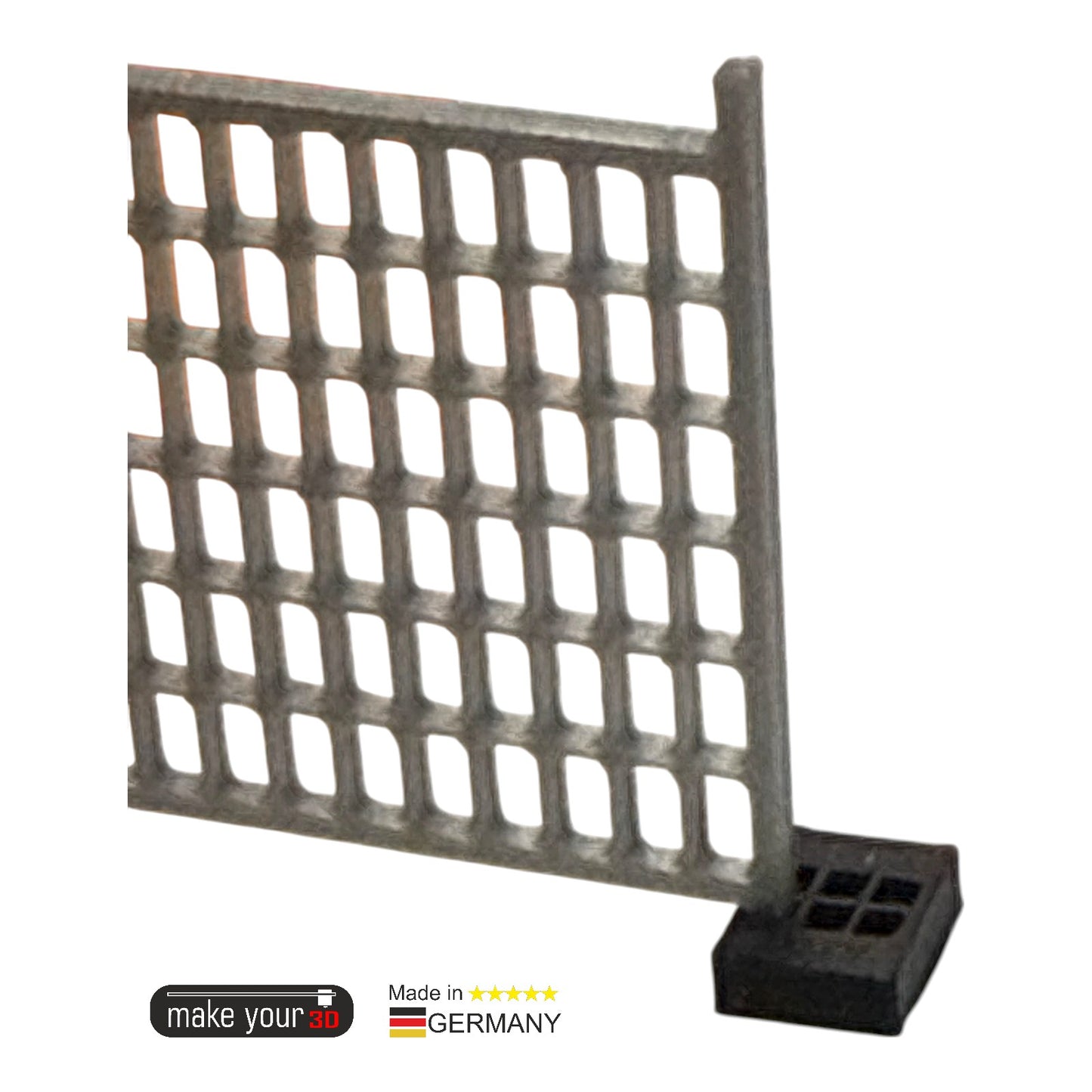 H0 1:87 SET 10 Stk. Bauzaun Silber inkl. 20 Füße Schwarz | Sehr hohe Details