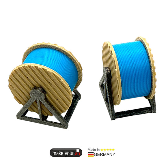 H0 1:87 SET 2St Glasfaser Kabeltrommel | Ladegut | Holz Cyan Blau