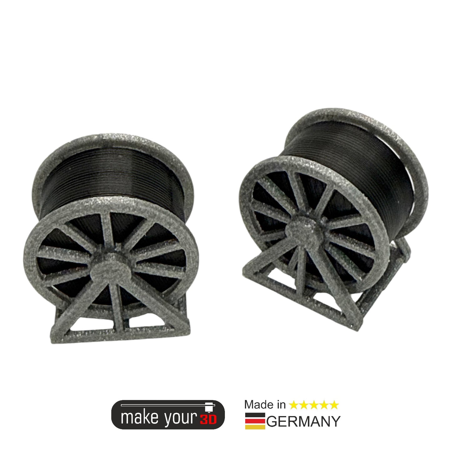H0 1:87 SET 2St Glasfaser Kabeltrommel | Ladegut | Stahl Schwarz
