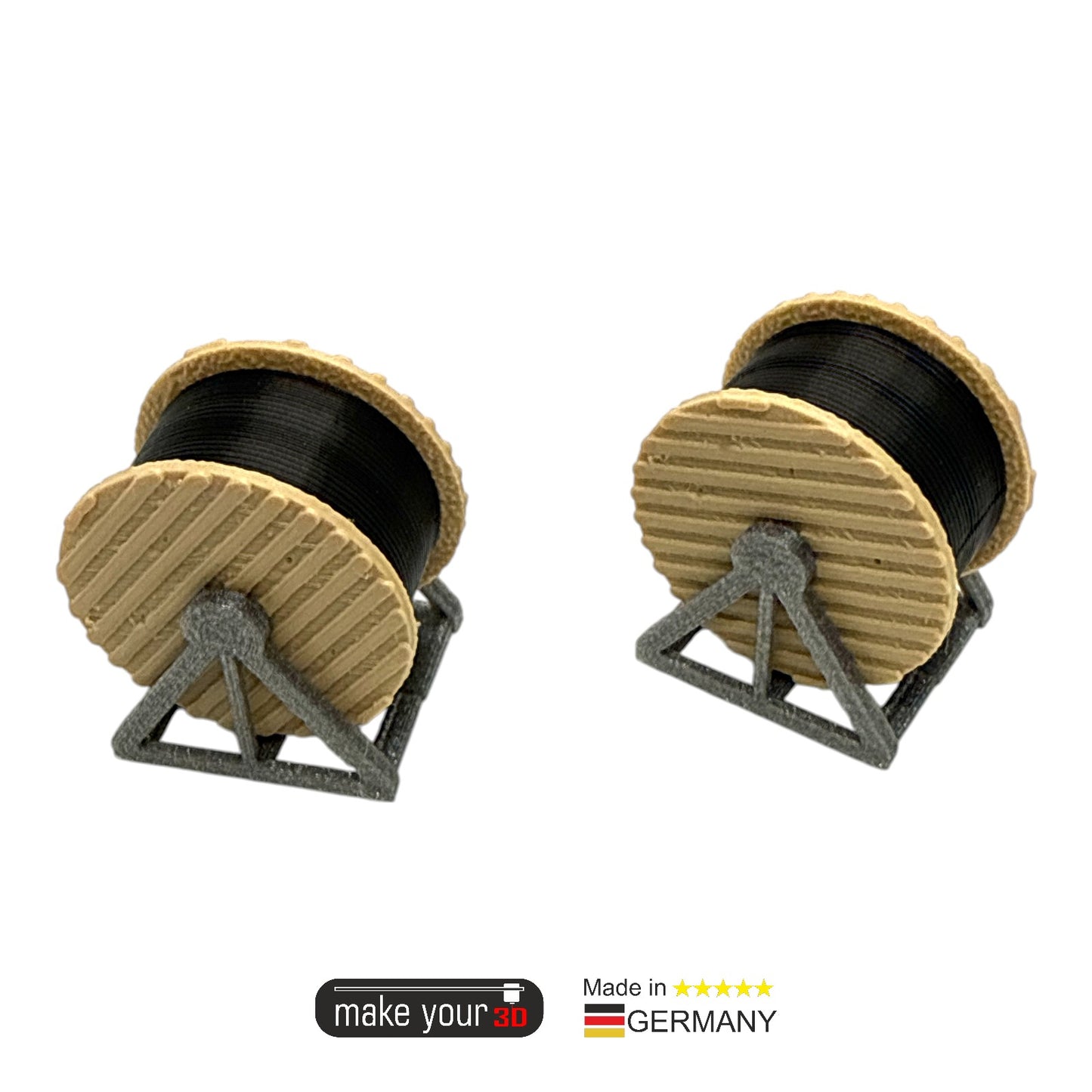 H0 1:87 SET 2St Glasfaser Kabeltrommel | Ladegut | Holz Schwarz