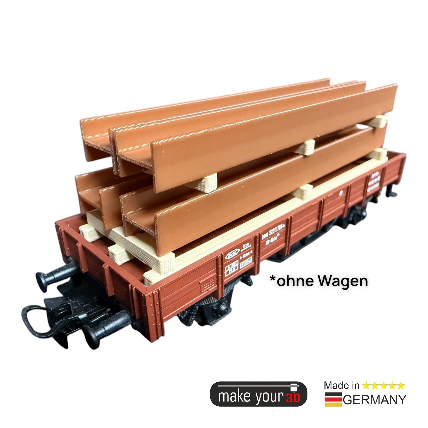 H0 Set 1:87 4Stk. Stahlträger Rostbraun mit Transportgerüst | Ladegut