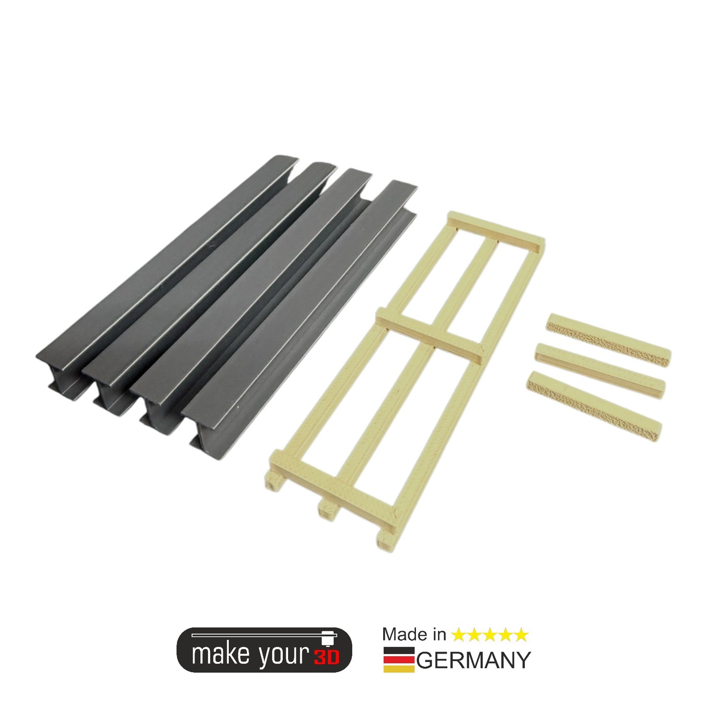 H0 Set 1:87 4Stk. Stahlträger Grau mit Transportgerüst | Ladegut