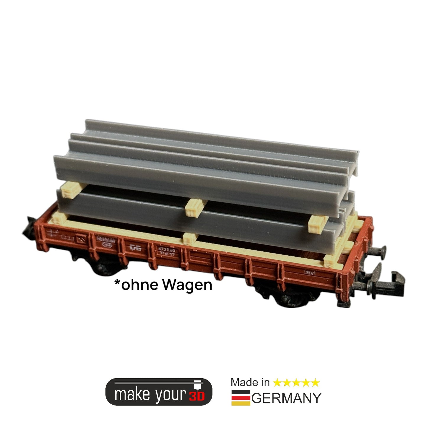 N Set 1:160 4Stk. Stahlträger Grau mit Transportgerüst | Ladegut