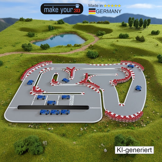 H0 1:87 Kartbahn V2 | Rennstrecke inkl. 10 Stk. Kart , Bande und Reifenstapel